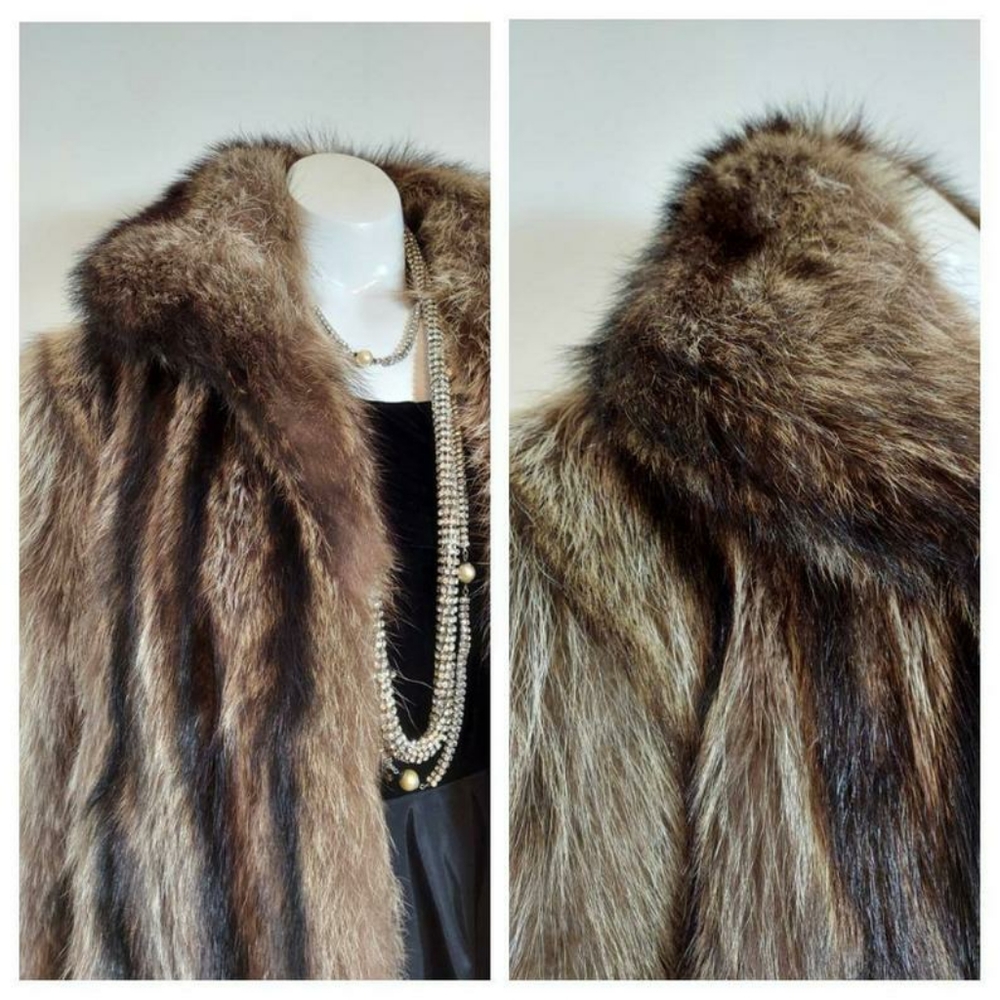 LAST CALL🌺 Luxury vtg full length fur racoon striped coat - Picture 7 of 10